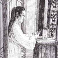 a woman near a window